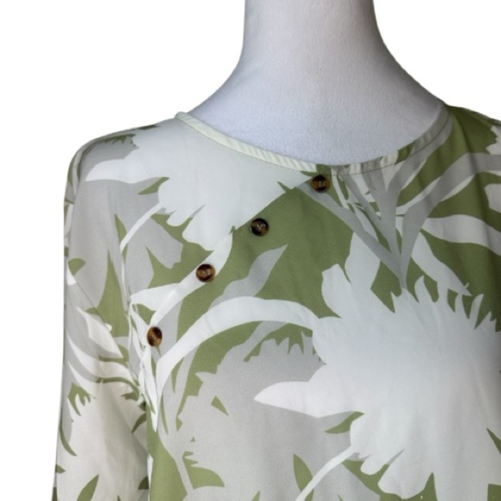 Elegant Green and White Floral Women's Tunic Large - Picture 3 of 6